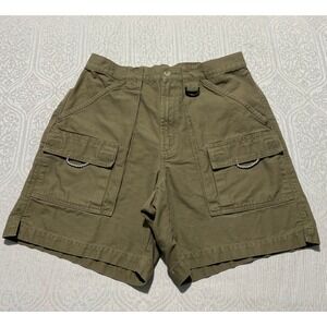Columbia PFG Mens Cargo Fishing Shorts Khaki Olive Drab Cotton Size M 7L FM4012